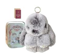 Mimoqk Bunny Plush Kelechains, Soft mignon Bunny Doll Bag Charm, Pendant Animal avec anneau clé, pour les femmes, les filles, l'anniversaire, Noël, l'école, le voyage, le sac à dos, la décoration