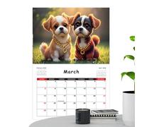 Mimoqk Calendrier mural 2026 pour chien, 12 mois, calendrier mural en forme d'animal - pour la maison, le salon, la chambre, l'étude, la salle de classe, le bureau, les étudiants, les