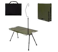 Mimoqk Camping Table, Folding Picnic Desk, Built in Light Holder, Convenient Setup, Portable Height Adjustable Table for RV Tailgating Garden Barbecue Beach Patio Use, 31.5x15.75 inches