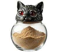 Mimoqk Cat Apothecary Jars, Retro Seasoning Box, Witchy Cat Head Jar Design, Ceramic Kitchen Pantry Organizer Collection, Decorative Canister Set with Airtight Lid Function, Storage 2.36x2.36x3.54 in