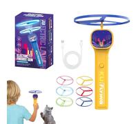 Mimoqk Cat Fetch Toy, Rechargeable Interactive Disc, Kitten Flying Saucer with Auto Spin, Pet Training use with Behavior Development, Indoor Outdoor Exercise, Interactive Cat Disc for Owner Bonding Pl