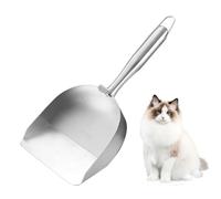 Mimoqk Cat Litter Scoop, 32.5x13.5x4cm, Metal Cat Scooper, Ergonomic Handle Gravel Shovel, Hollow Sand Sifter for Poop Sand, Pet Supplies for Kittens and Puppies, Silver