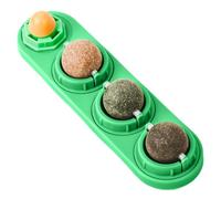 Mimoqk Catnip Ball Toy, Wall Mounted Catnip, Cat Teeth Cleaner, Rotating Refillable Sphere, Interactive Lick Toy for Scratching Chewing Exercise Indoor Home Travel