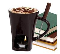 Mimoqk Chocolate Fondue Cup - Ceramic Melting Mug with Fork Candle, Personal Dessert, Fun Family Gathering, Easy Melt Chocolate, Dessert Fondue Set, for Home Holiday Party Celebration