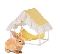 Mimoqk Comfortable Pet Bed, Small Animal Sleeping Mat, Easy Install Hammock with Hooks, Plush Cotton House, Cage Bedding with Frame Support, Hamsters for Cage Corner and Enclosure 35x25x38cm