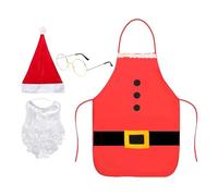 Mimoqk Costume de Père Noël | Set Barbe Lunettes Saint Nicolas | Déguisement Adulte Chapeau Tablier Accessoires | Fêtes Déguisées Spectacles
