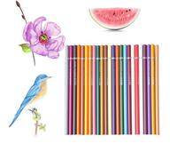 Mimoqk Crayons de Couleur 24 Unités,Crayons de Coloriage - Outils d'Écriture Résistants et Blendables pour Dessin Illustration Jeunes et Adultes