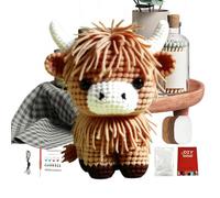 Mimoqk Crochet Kit, 8 Inch Cow Doll, Craft Set Use with Yarn, Handmade Kit for Beginners, Crochets Set, Hobby Kits for Men Women Enthusiasts Family Friends Coworkers Hobbyists
