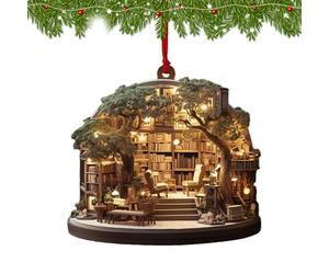 Mimoqk Décorations de sapin de Noël, décoration de librairie de Noël | Pendentif pour fête de vacances, fenêtre, porte de maison, bibliothèque, lecteur d'hiver et d'intérieur