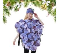 Mimoqk Déguisement Fruit Adulte | Groupe de Raisins Violet Costume Halloween avec Chapeau Comprise | Tenue de Déguisement pour Fête Cosplay Jeu de Rôle | Événement de Performance Scénique Halloween