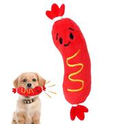 Mimoqk Dog Squeak Toys, Hot Dog Shape Plush Chewing Toy for Puppies, Pet Teeth Grinding Toy for Indoor, Outdoor, Fetch, Play, Training, Bonding, Apartment, Living Room, Bedroom, Study