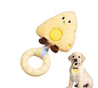 Mimoqk Dog Squeak Toys, Plush Chew Toy, Pet Sound Toy, Cheese Shaped Calming Squeaker Design, Teething Chew Enrichment Training Toys, Stress Relief Interactive Play for Dogs Home Indoor Outdoor