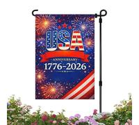 Mimoqk Drapeau de jardin 250e - Bannière double face du 4 juillet - Drapeaux de jardin américains patriotiques du 4 juillet - pour cour, pelouse, extérieur, balcon, jardin, porche, maison