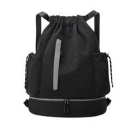 Mimoqk Drawstring Backpack, Sports Daypack, Waterproof Gym Sackpack with Shoe Compartment, Extra Pockets, Travel Bag for Hiking, Basketball, Football, Picnic, 18.11x13.39x5.91 Inches