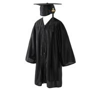 Mimoqk Ensemble casquette et robe de remise de diplôme de maternelle, robe, casquette, pompon et breloques 2024 pour remise de diplôme des enfants, robe de chorale universelle pour enfants, Noir 36