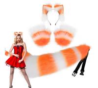 Mimoqk Ensemble Cosplay Loup Serre-tête Animal Fausses Pattes Gants Queue