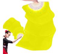 Mimoqk Éventail en soie pour danse du ventre, 1,8 m de long | Éventail de danse du ventre avec nervures épaisses | Magnifique voile éventail coloré pliable accessoire de danse du ventre