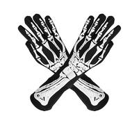 Mimoqk Gants de tête de mort, Gants avec os - 1 paire de manches pour bras avec gants squelettiques pour Halloween | Accessoire de déguisement, gants longs avec crâne, gants fantômes, gants, Noir ,