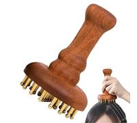 Mimoqk Head Massager, 24 Teeth Copper Brush, Massage Comb, Wooden Handle Scalp Massager, Relaxation Hair Care Tool for Women Men Home Bathroom Spa Break Travel Care and More