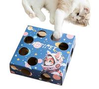 Mimoqk Indoor Cat Toys, Cat Puzzle Box, Electric Cat Puzzle Toys, Whack Mole Interactive Toy for Cats, Fun and Engaging Entertainment Kitten Toy with Feather Accessories for Indoor Play