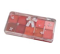 Mimoqk Lip Palette Set, 10-Color Tinted Lip Gloss and Moisturizing Lipstick Kit, Non-Sticky Jelly Lip Makeup Palette for Costume and Everyday Makeup Looks