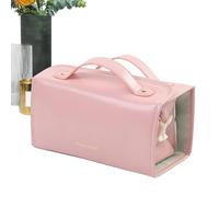 Mimoqk Makeup Bag Compartments, 4 in 1 Storage Bag, Roll-Up Makeup Organizer, Portable Toiletry Bags, Waterproof Makeup Bag, Travel Makeup Organizer, for Traveling Women Men, Makeup Bag Organizer