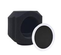 Mimoqk Mic Sound Shield, Microphone Wind Shield Filter, Portable Soundproof Cover for Podcast, Singing, Rapping, Home Studio, Workplace, Live Performance, Black
