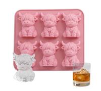 Mimoqk Mold, Silicone Reusable Tray, Highland Cattle Shape, Cute Kitchen Accessory, Durable Flexible Material, 6-Cavity Set for Cocktails Wine Juice Bourbon Parties Camping Travel