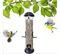 Mimoqk Outdoor Bird Feeder, 4-Hole Transparent Hummingbird Feeder, Hangable Birds Food Bowl with Stand, Birds Feeders for Porch Patio, Bird Feeding Accessories, 4-Hole Feeders Set for Outdoor