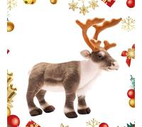 Mimoqk Peluche de Renne de Noël - Oreiller décoratif Doux Wapiti cerf en Peluche | Jouet de cerf d'ornement de Renne Mignon de 13,7 Pouces pour Chambres à Coucher, canapés, chaises et Salons