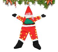 Mimoqk Père Noël Grimpeur,Décoration Grimpante pour Fêtes,Vêtements de Père Noël Suspendables au Mur - pour Intérieur Extérieur Fête Mur Porche Jardin Rassemblement Salle de Classe Porte