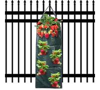 Mimoqk Planting Grow Bags, 8-Hole Breathable Planter with Vertical Space Saving Design, Balcony Fencing, Indoor Outdoor, Durable Non-Woven Fabric, Easy Install, 23.62x9.84 inches