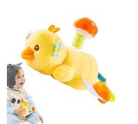 Mimoqk Plush Duck Animal Toy, Duck Stuffed Animal, Cuddly Toddler Plush Duck Doll, Soft Huggable Cushion Pillow for Boys and Girls, Rotating Pull Toy for Bedroom and Short Trips