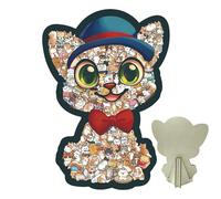 Mimoqk Puzzles en Bois pour Adultes sur Le Thème des Chats,Figurines en Bois Aux Formes d'animaux Et Couleurs Vives | Puzzles Animaux Mignons,pour, Garçons, Filles, Jeunes, Adolescents, Hommes,