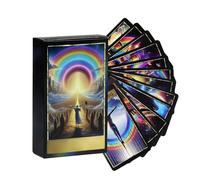 Mimoqk Rainbow Tarot Deck, Classic Intuitive Antique Design Cards, Full English Divination Set, Interactive Portable Board Game for Ritual Reading, Spiritual Practice, Party Use 4.13x2.44x1.1 inches