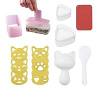 Mimoqk Rice Ball Maker Mold - Cute Cat & Triangle Rice Shaper Set, Easy Non-Stick Maker, Kitchen Cooking Tool, Food Mould, for Lunch Home Camping Picnic Use Indoor More