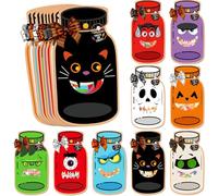 Mimoqk Sacs à goûter d'Halloween - Ensemble de cartes et sacs à bonbons d'Halloween | Projets d'emballage pratiques pour salle de ommunauté, école, maison, préscolaire