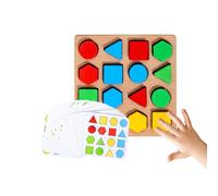 Mimoqk Shape Puzzle Game, Matching Sorting Board, Educational Wooden Blocks, 16-Piece Colorful Set, Learning Toy, for Road Trip Boys Girls 3+ Kids School Travel Classroom Stocking Stuffer