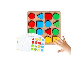 Mimoqk Shape Puzzle Game, Matching Sorting Board, Educational Wooden Blocks, 16-Piece Colorful Set, Learning Toy, for Road Trip Boys Girls 3+ Kids School Travel Classroom Stocking Stuffer