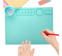 Mimoqk Silicone Painting Mat, Detachable Cup Craft, Reusable Art Table Protector with Spill Compartments, Painting Crafting Mat for Watercolor Projects, Art Activity Pad, for Artist