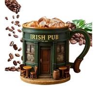Mimoqk Tasses à café 3D - 330 ml Irish Pub Drinkware, de petit-déjeuner, créative de nouveauté en céramique avec poignée, tasse de thé à café, cuisine de cuisine, pour boissons femmes