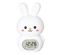 Mimoqk Veilleuse en forme de lapin de Pâques, lampe horloge avec luminosité réglable, minuterie numérique, lampe de chambre d'enfant, décoration de table de chevet pour enfants, 10,7 x 9,4 x 18,3 cm