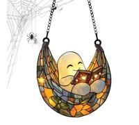 Mimoqk Window Sun Catcher, Spooky Reading Design, Sun Catcher with Rainbow Ghost Art, Suns Catchers Use for Workplace, Car, Decorative Halloween Ornament, Window Catchers for Home