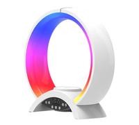 Mimoqk Wireless Charger Speaker with Mood Light, 4-in-1 LED Bedside Light, Wireless Speaker Charger, Alarm Clock for Bedroom, Home, Family Use, Portable Atmosphere Lighting and Charging Pad