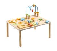 Mimoqk Wooden Activity Table, Educational Learning Toy, Bead Maze Shape Sorter, Skill-Building Game, Sensory Wooden Play for Kids, Preschool, Daycare, Boys, Girls, 39.5x29.5x33cm