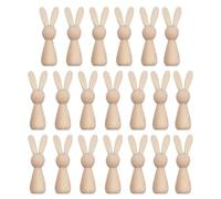 Mimoqk Wooden Bunny Cutouts, Easter Decor, Spring Signs, Farmhouse Style, Unfinished Wood for Crafting, 20-Piece Set, Perfect for Easter Table Decorations, Projects, and Holiday Crafting
