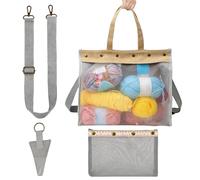Mimoqk Yarn Storage Bag, Crochet Organizer Pouch, Knitting Travel Tote, Large Capacity, Transparent Mesh Design, 320 Grams, Portable Craft Holder for Home Indoor Outdoor