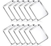 Mimorou Lot de 12 plaques de cuisson rectangulaires professionnelles en acier inoxydable - Passent au lave-vaisselle (23 x 17 cm)