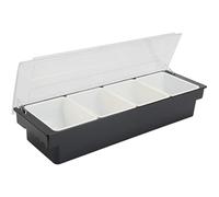 Mimosa Bar Supplies Ice Cooled Garnish Tray Condiment Tray with Ice Chamber Containers with Lids and Removable Chilled Server Condiment Server for Bartending 6 Compartments Glass Containers(4)