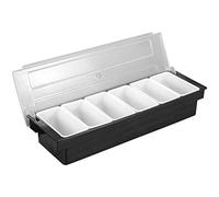 Mimosa Bar Supplies Ice Cooled Garnish Tray Condiment Tray with Ice Chamber Containers with Lids and Removable Chilled Server Condiment Server for Bartending 6 Compartments Glass Containers(6)